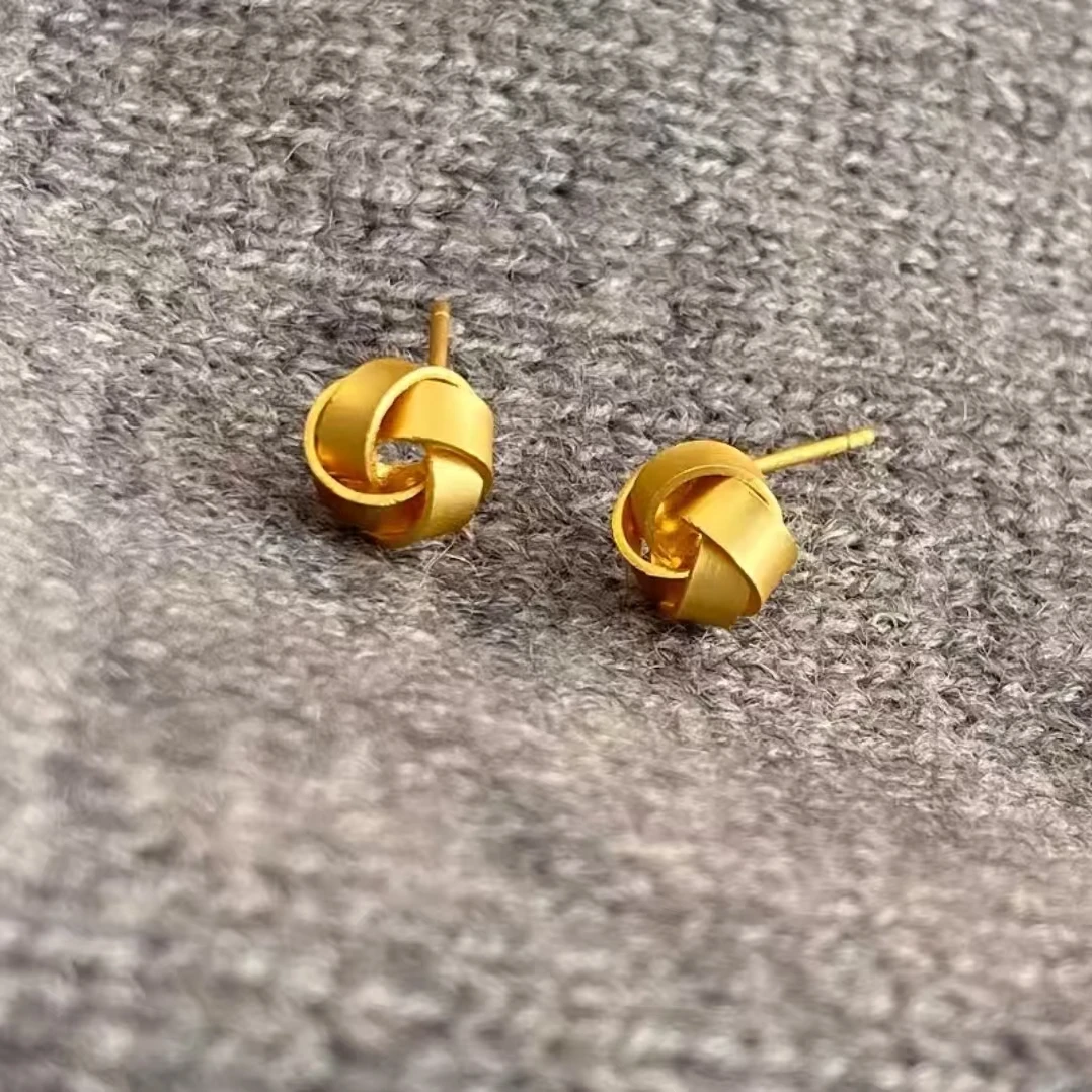 【顺丰配送 明天到家】编织耳钉一对装1.6g 女士适戴百搭时尚20-65岁可戴时尚款2025年流行饰品铜合金 2