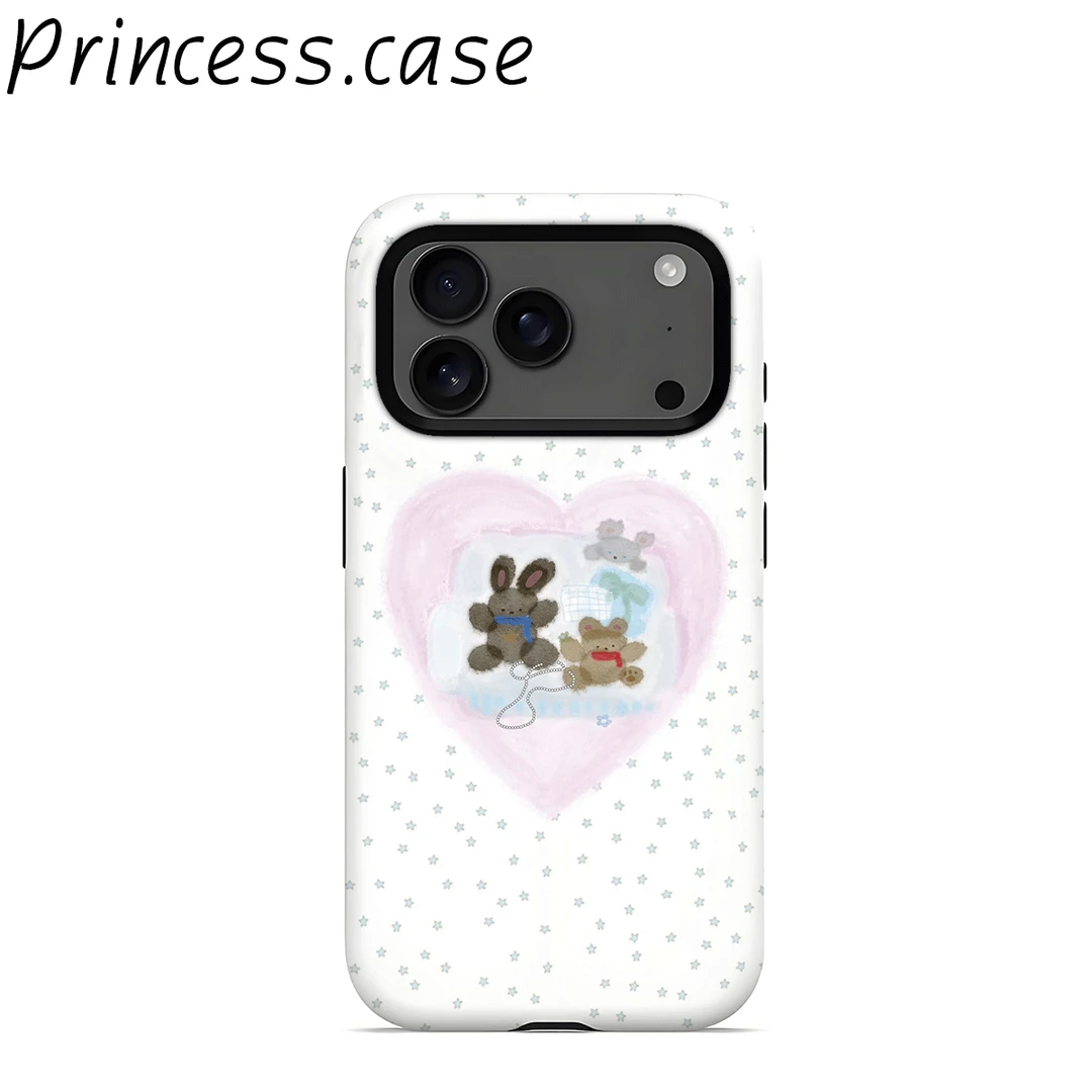 心形小兔磁吸二合一适用苹果华为小米OPPOVIVO荣耀手机壳