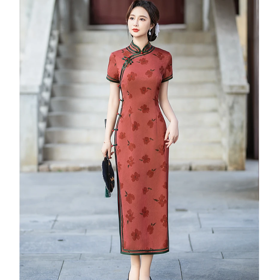 【胭脂秀影】上上喜新款高腰重工时尚优雅复古长旗袍