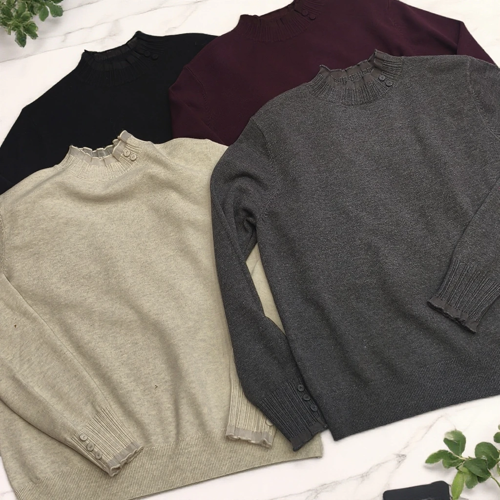 米莱家季冬季女款针织毛针织衫木耳边INS风