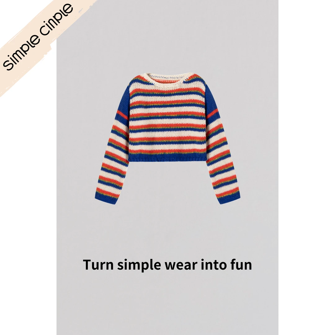 simple cinple｜「Joy Knit」彩色条纹节日氛围感毛衣 慵懒风