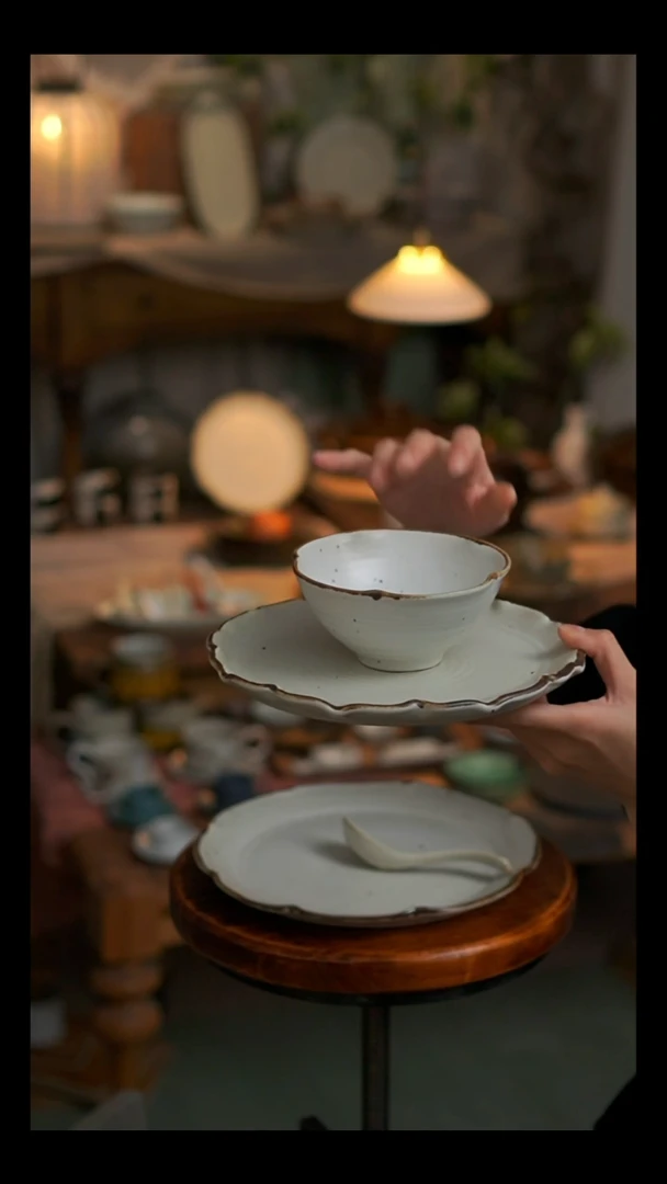 陶土听溪陶瓷工作室 盘1个碗1 个