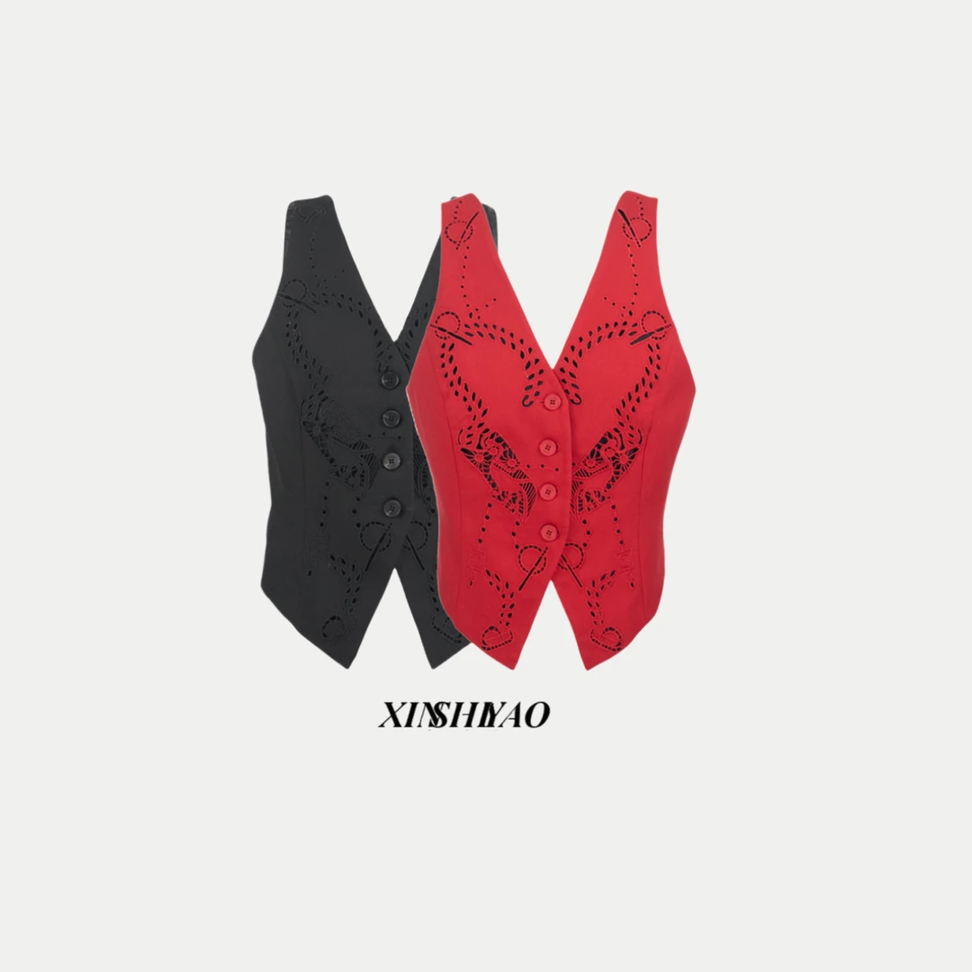 code小众设计师镂空马甲舒适