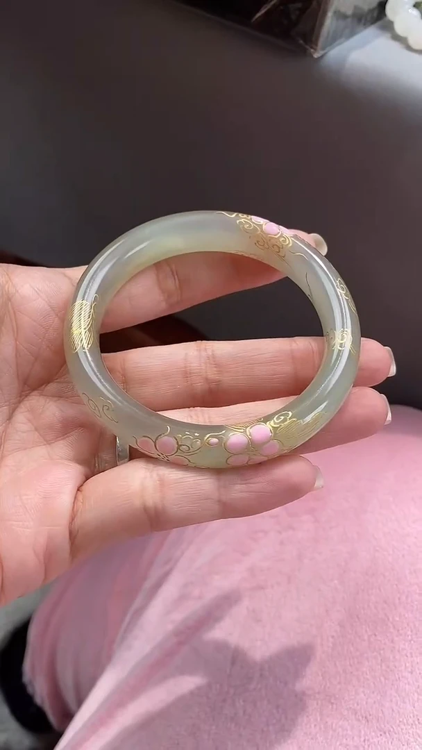 未镶嵌手镯和田玉@***多和田55mm玉青海料手镯