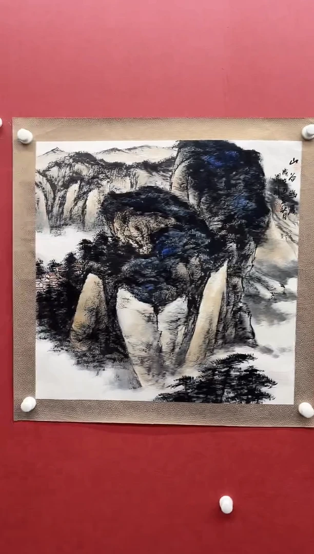 国画贺润川-4平尺-山水-红袍