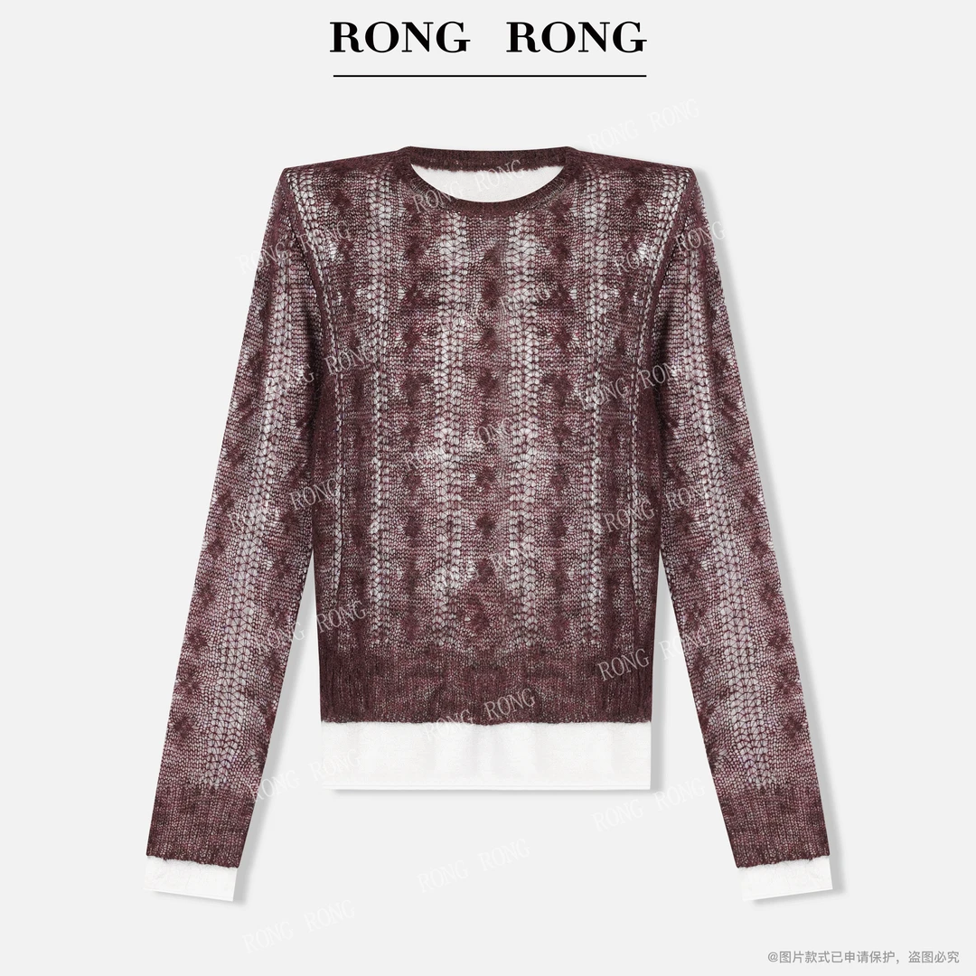 溶溶【蓝梦深海】RONGRONG  绵羊毛马海毛混纺双层轻奢羊毛衫RR9101