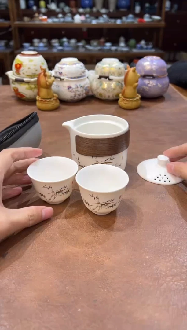 真的很便宜超好看会开片的旅行茶具