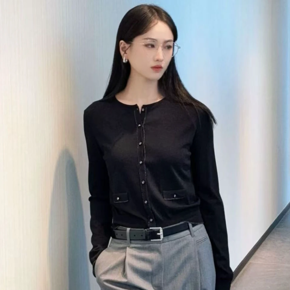 AMASS/阿玛施早春新款小香风时髦气质百搭洋气圆领针织衫女548010