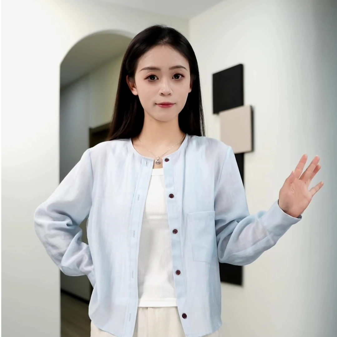 醋酸亚麻衬衫2025夏季新款高端衬衫