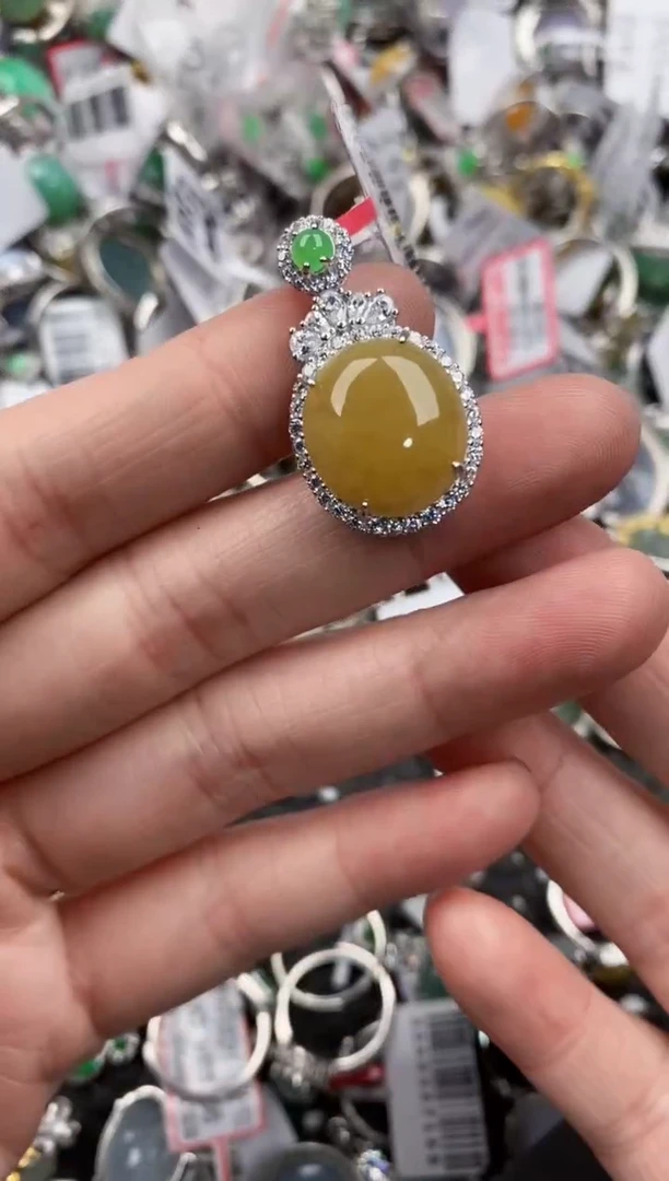 银S925镶嵌戒指翡翠10  9