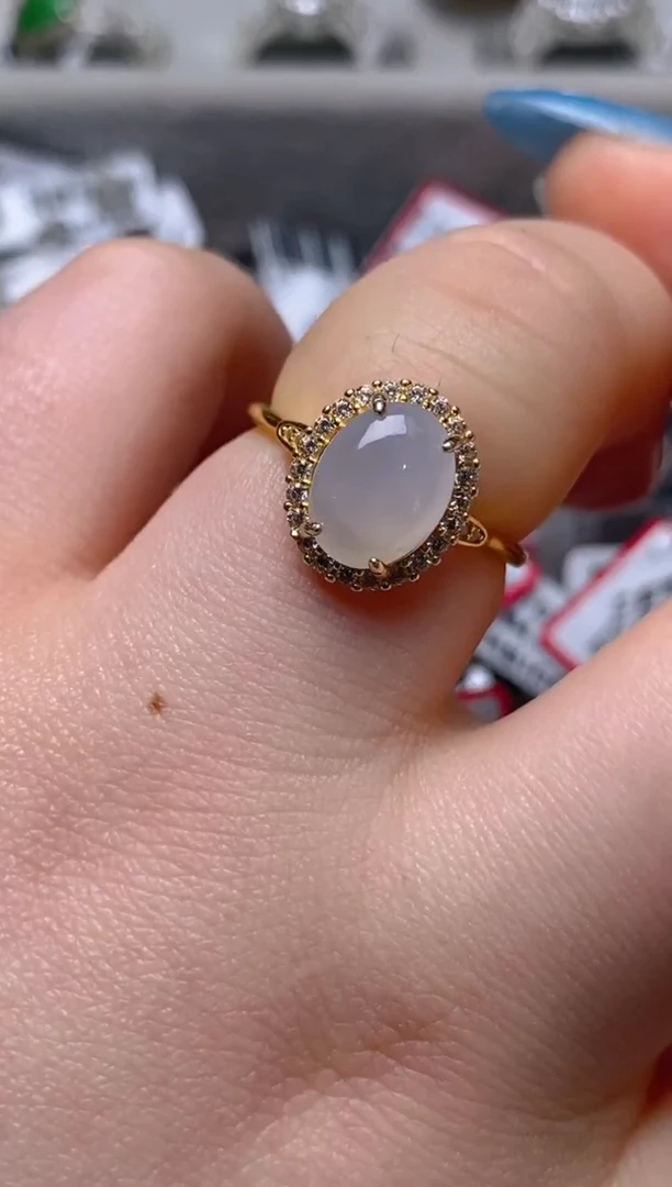 银S925镶嵌戒指翡翠百内无证书