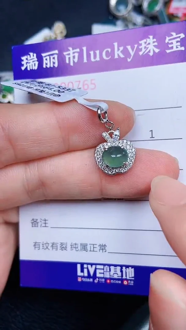 颈饰银S925镶嵌翡翠0765