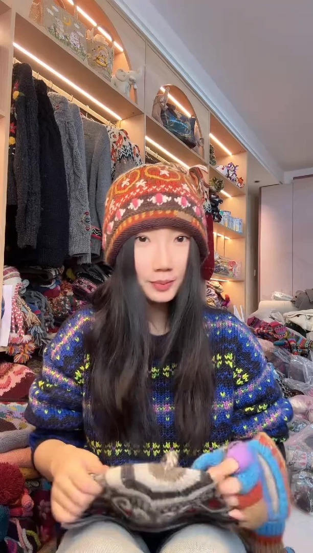 羊毛美利奴咖色爱心