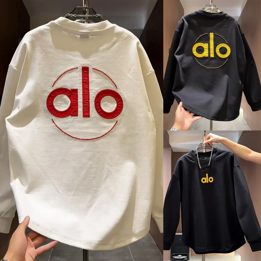 2025秋季款美式撞色字母圆领长袖T恤男潮流时尚显瘦百搭休闲上衣