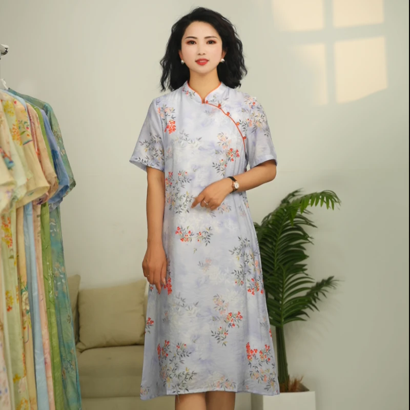 【花前月下】改良版旗袍新中式国风复古宽松大摆连衣裙