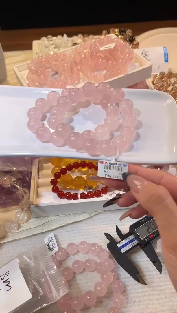 未镶嵌手链水晶多样性发一Q80粉晶15mm