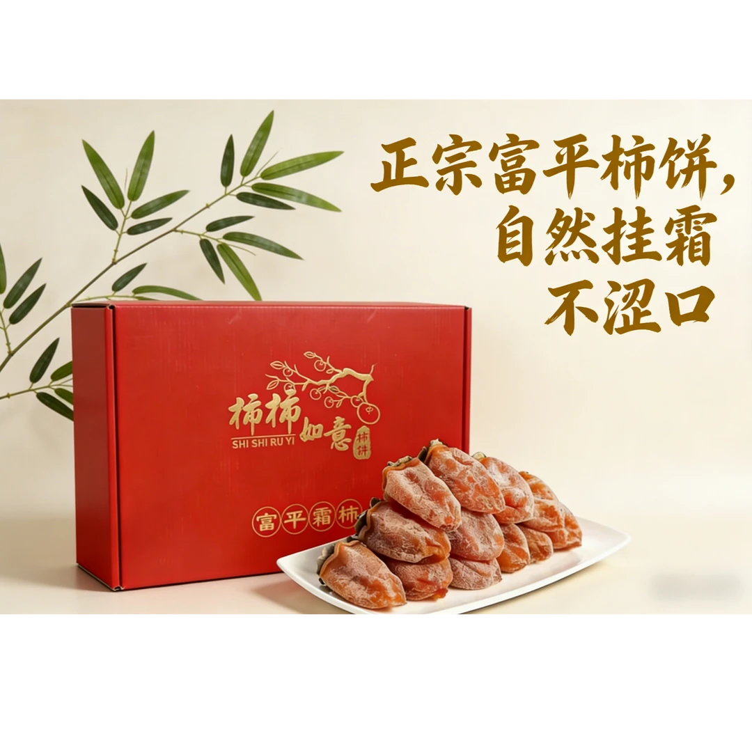 【自然晾晒】富平柿饼25年新货礼盒装陕西吊柿子饼独立包装流心富饼