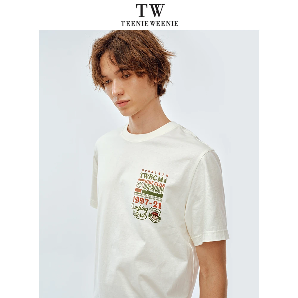 TeenieWeenie小熊男装t恤25新款简约高级印花圆领短袖TNRW256522N