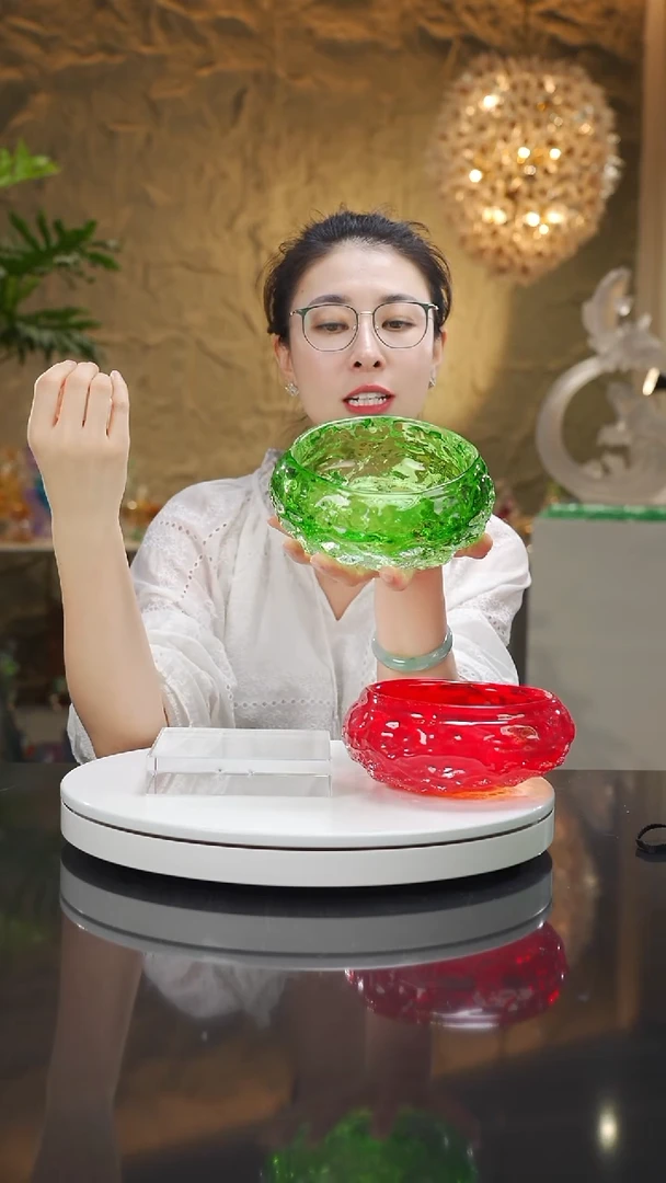 琉璃手工艺品福利祖母绿果碗