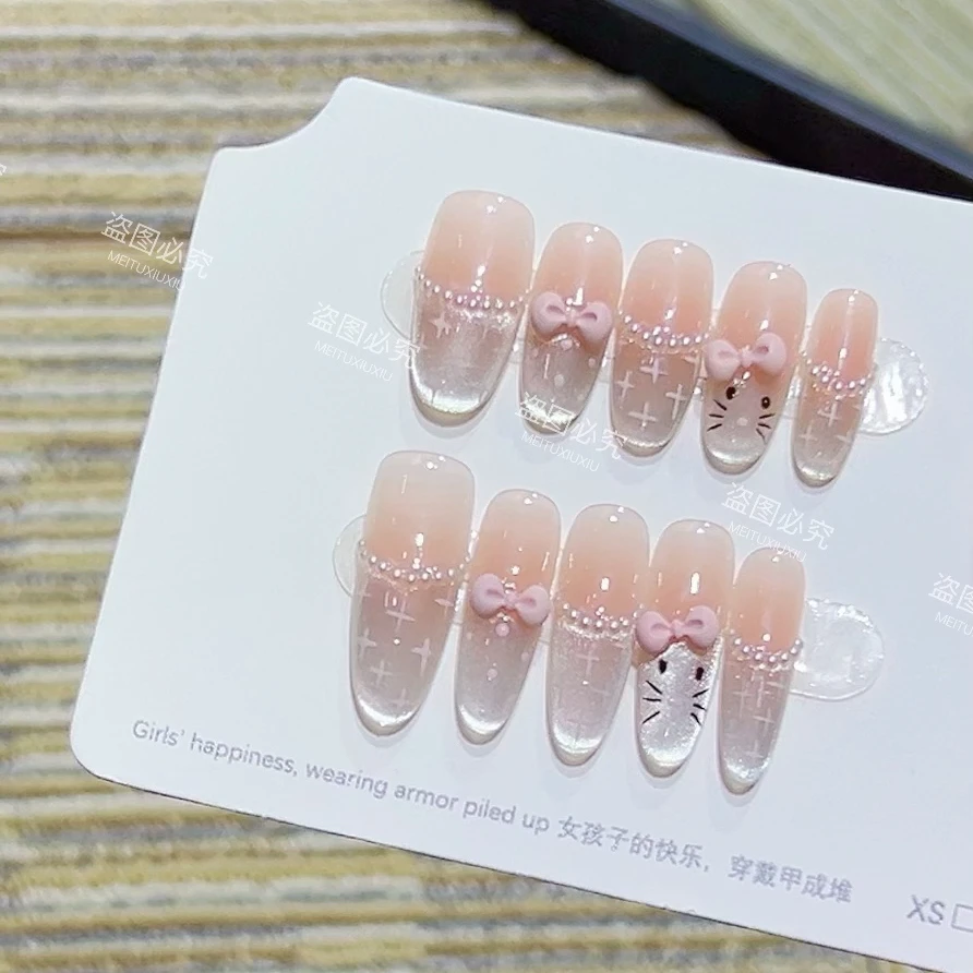 【奇迹kitty】纯手工穿戴甲光疗美甲片（无收纳盒）