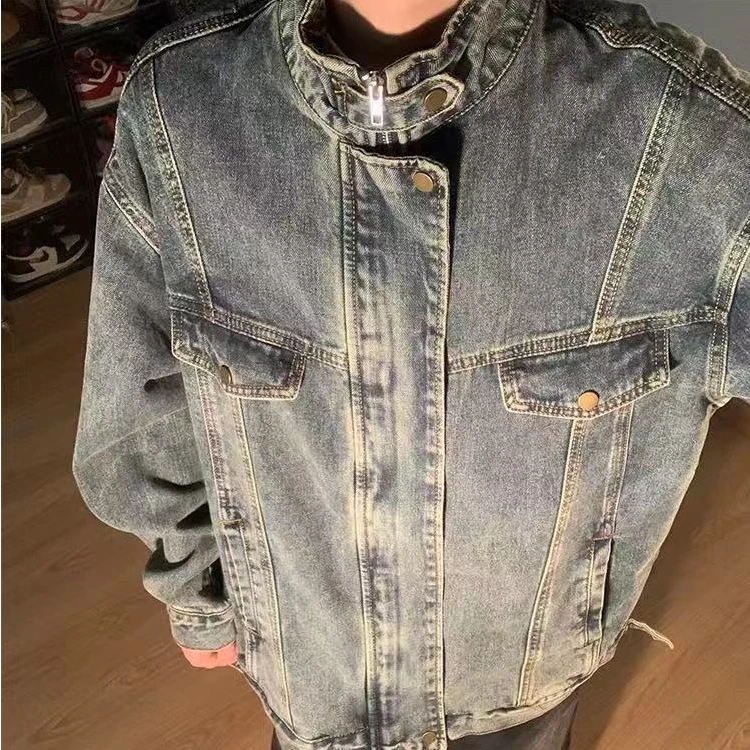 美式水洗做旧牛仔外套男秋冬季潮牌vibe痞帅休闲夹克宽松工装上衣