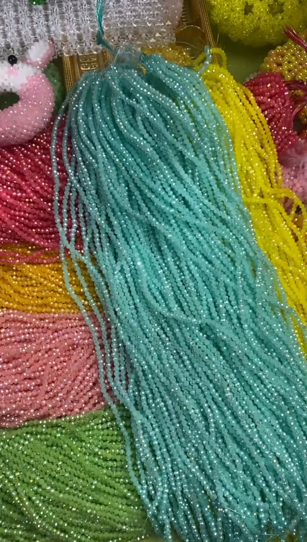 玻璃0272卡4水晶扁AB彩10条薄荷绿玉