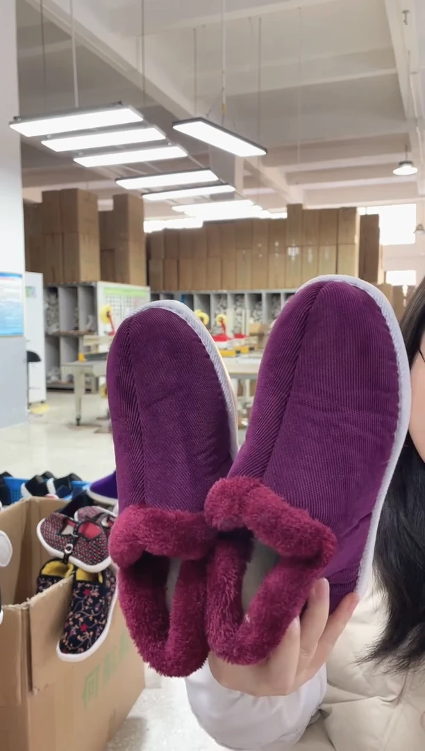 枣红毛圈棉鞋37码