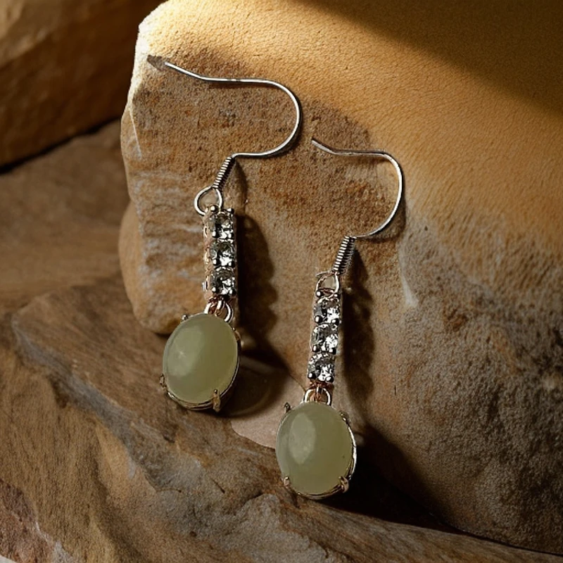 天然和田玉 黄口耳钩款耳坠 1345