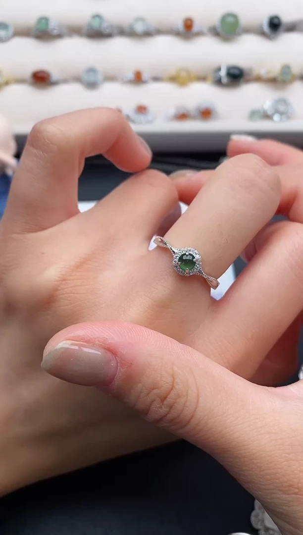 银S925镶嵌戒指翡翠2222222+2