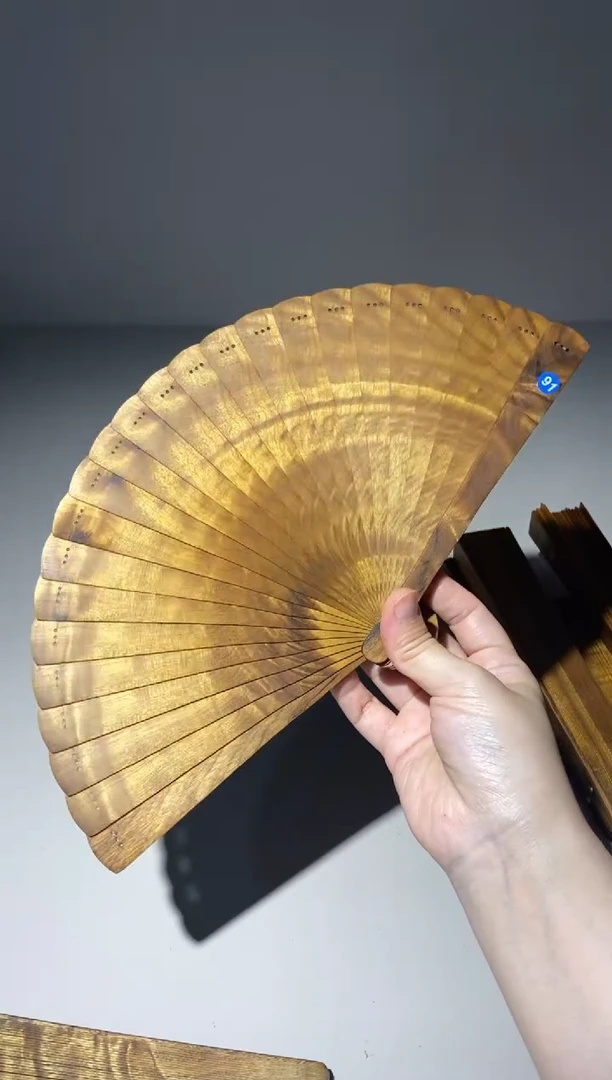 金丝楠寒*18cm金丝楠木小叶桢楠扇91