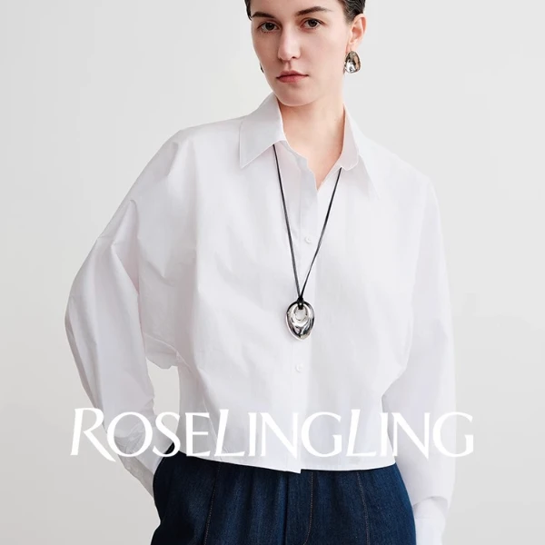 Roselingling解构时髦高支高密挺括60支棉立体分割结构线截短衬衫
