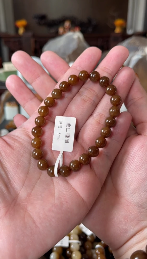 手串未镶嵌和田玉（糖玉）没**称金山全糖8mm手串