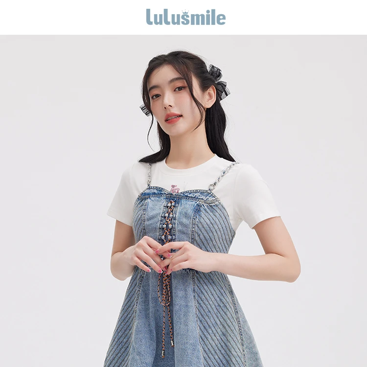 【蜜思仝粉丝专享】lulusmile新款牛仔吊带连衣裙