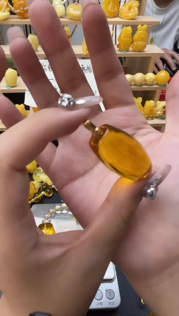 琥珀银S925镶嵌珠宝奇石035琥珀蜜蜡微瑕