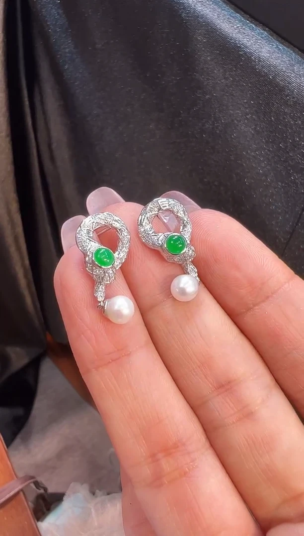 【闪购商品】翡翠耳饰18K金镶嵌耳饰