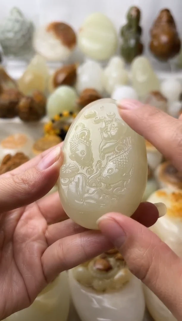 石材古青石棉纹正常不退换荷花鱼