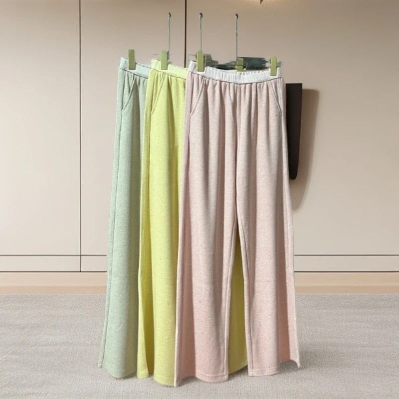 695清仓秋季彩色亮片羊毛裤休闲裤慵懒窄版直筒裤