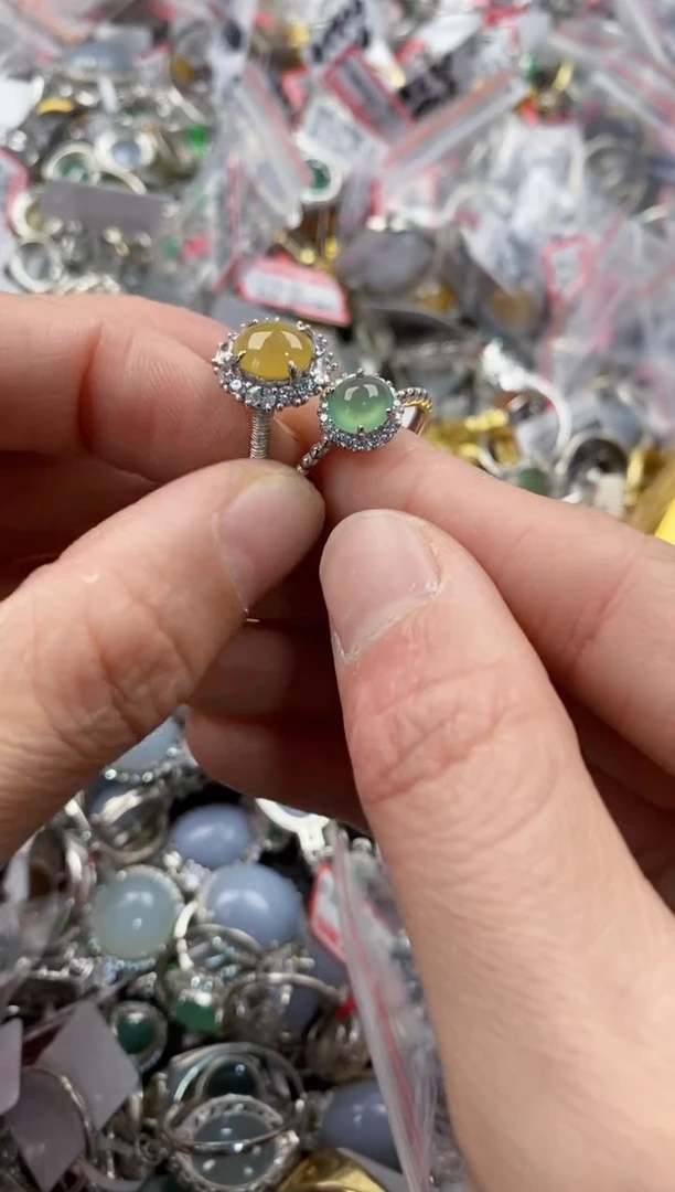 银S925镶嵌戒指翡翠555   8