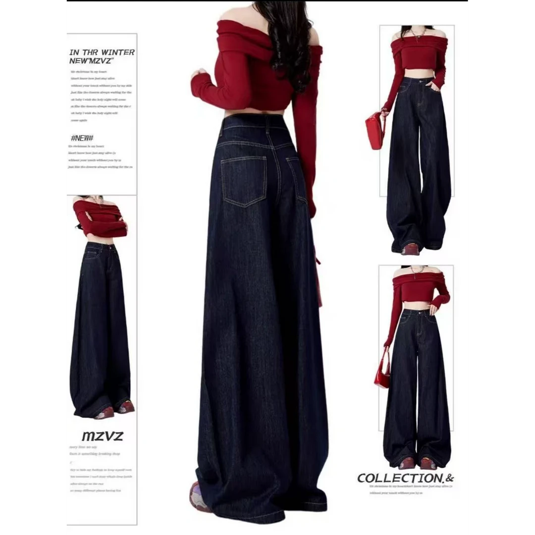 2025夏季爆款直筒阔腿牛仔裤高腰显瘦宽松垂感牛仔裤女百搭