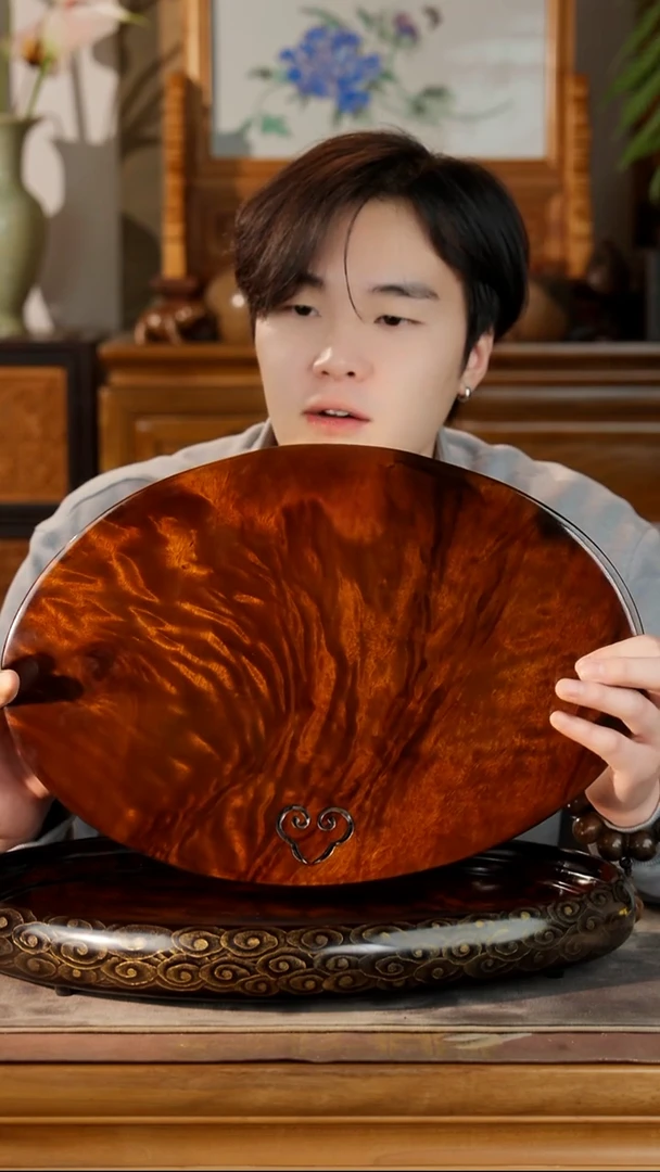 金丝楠乌木水波纹茶盘