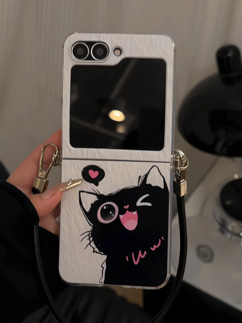 （三星zflip5系列）爱心萌猫上下折叠适用三星Galaxyzflip6手机壳女