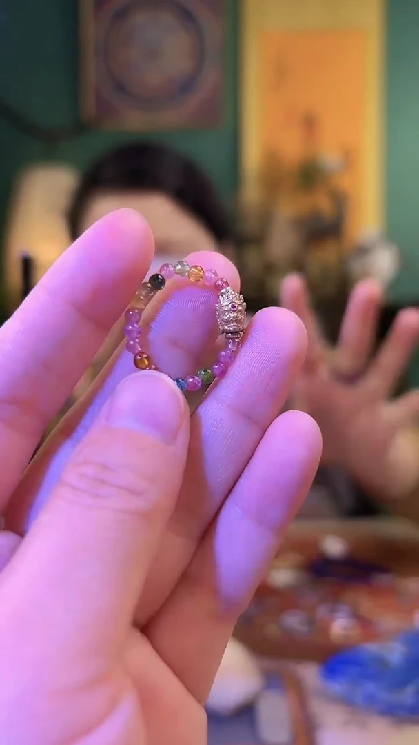 【闪购商品】碧玺戒指银S925镶嵌碧玺大黑天戒指