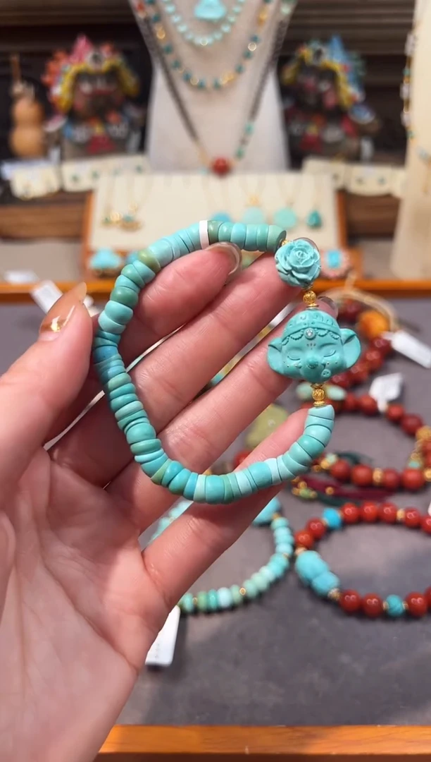 18K金镶嵌绿松石手链绿松石手链