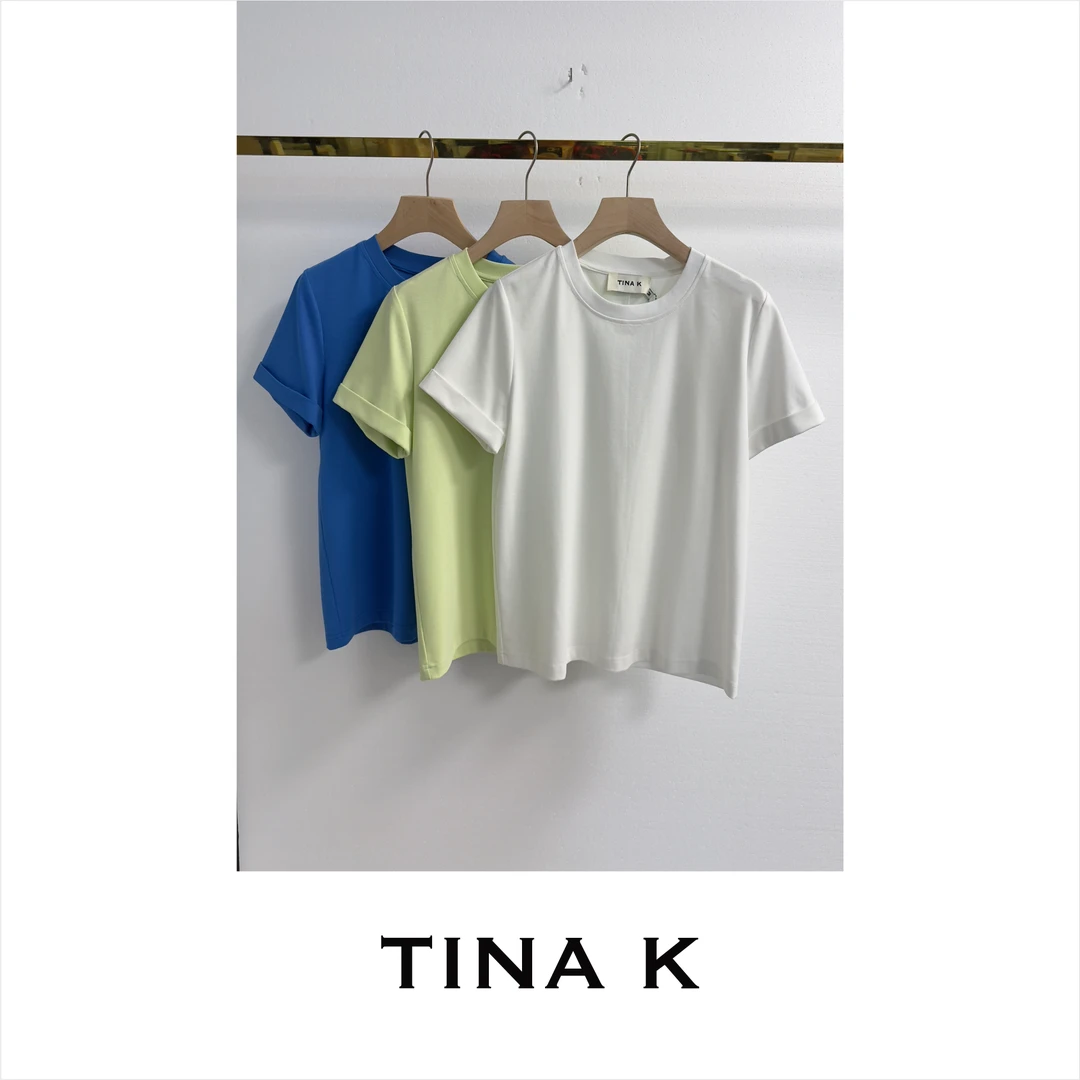 TinaK纯色针织时尚休闲夏季百搭短袖T恤TX125261