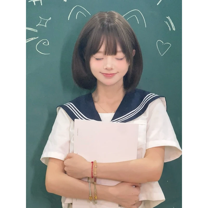 三牛专属【小耳朵】假发女短发空气刘海短发整顶假发女款全头套式