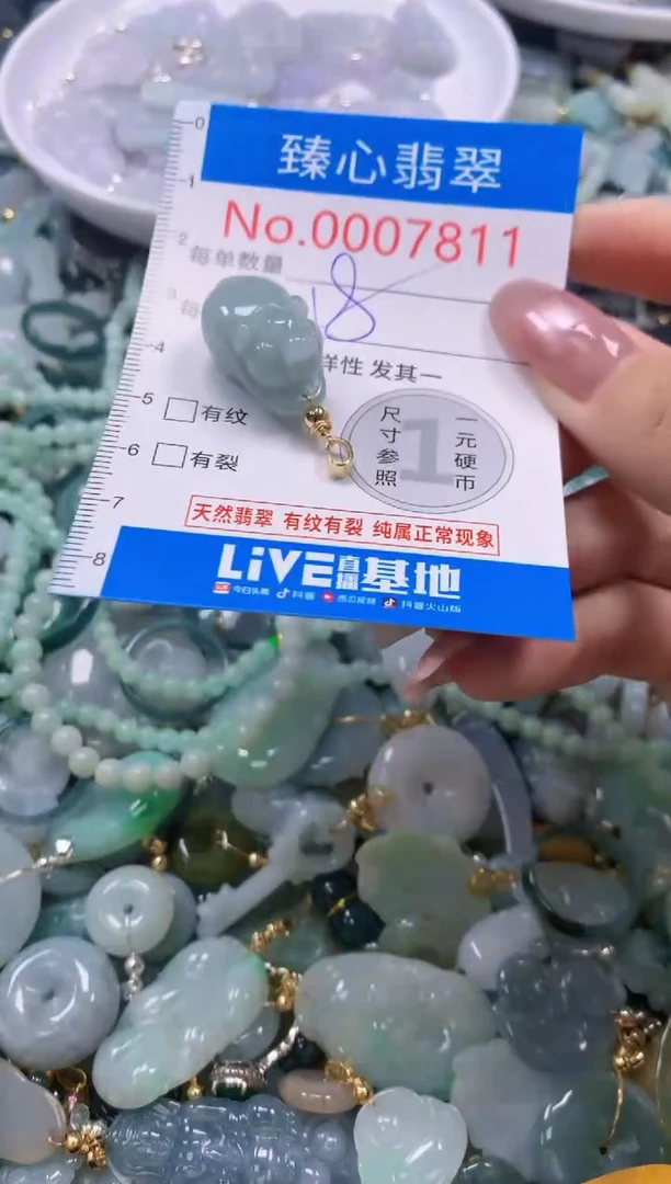 翡翠未镶嵌颈饰含绳0007811