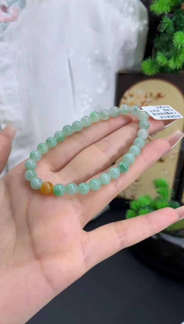 未镶嵌手链翡翠卡6.1mm（有纹）