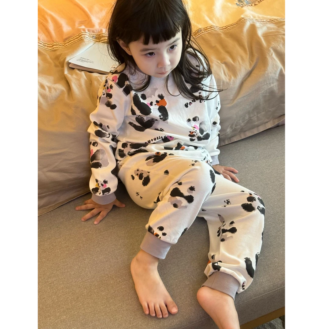 壹妈童装儿童睡衣套装2025秋装新款洋气儿童可爱长袖家居服两件套