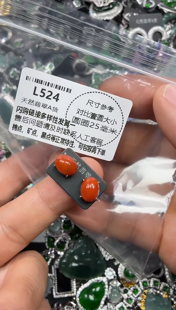 颈饰未镶嵌翡翠L524耳钉