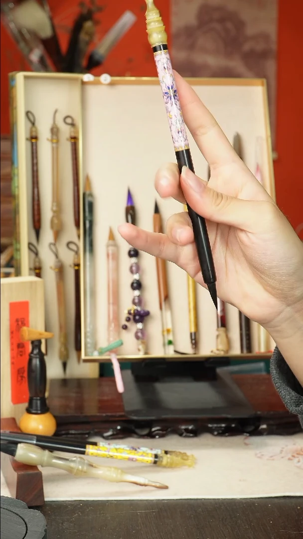 孤品高货毛笔链接 清水试笔 蘸墨不退